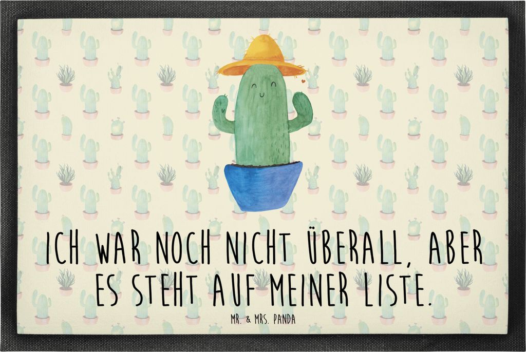 Mr. & Mrs. Panda Schmutzfangmatte Kaktus Hut 60 x 90 cm - Kaktus Grün - Geschenk, Fussmatte, Kakteen, Türmatte, Bodenvorleger, fußmatte, Spruch,...
