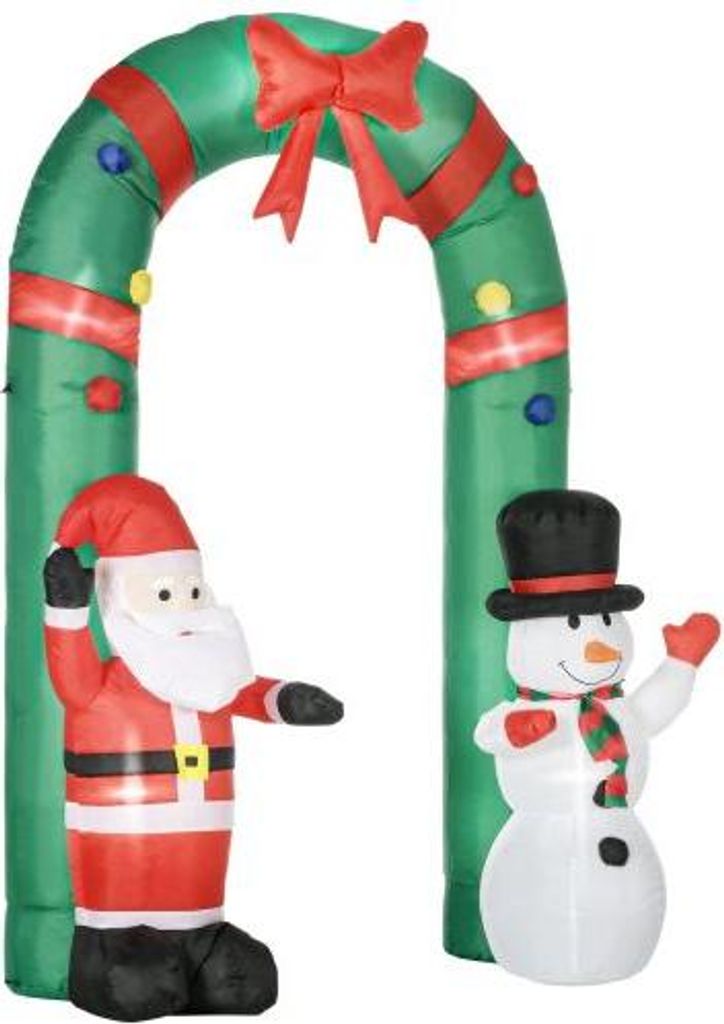198x80x245cm Aufblasbarer Torbogen Mit Weihnachtsmann Und Schneemann LED Beleuchtung Integriertes Geblaese Weihnachtsdeko Mehrfarbig