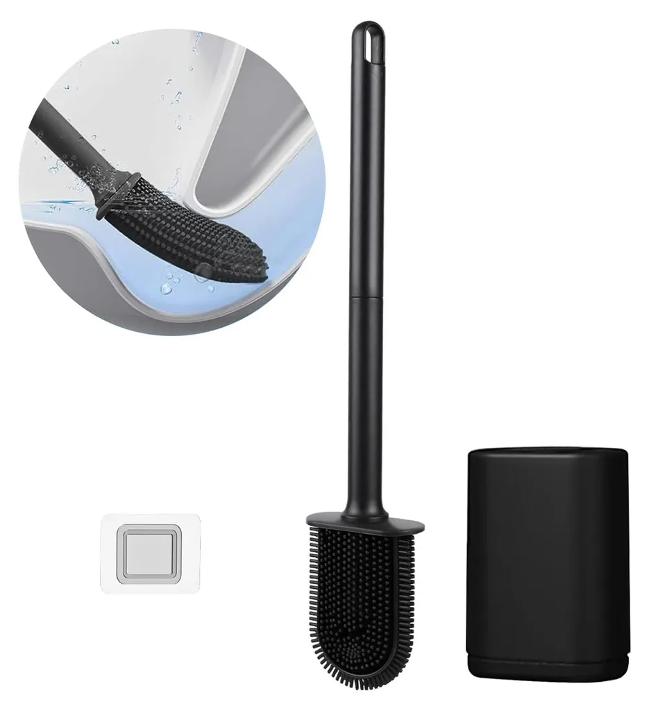 Brosse de toilettes en silicone à poils souples et séchage rapide