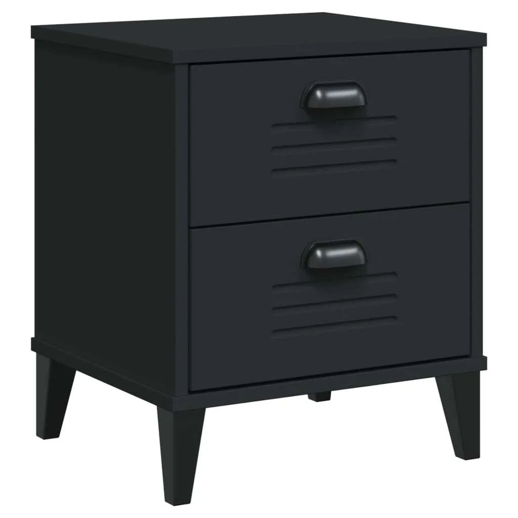 Table de chevet VIKEN Noire mate - Structure bois robuste et durable