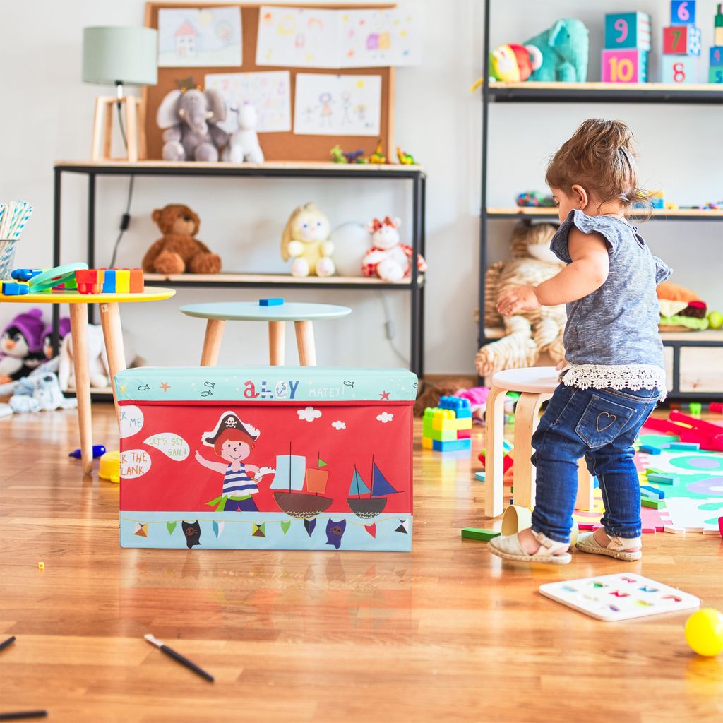 Relaxdays Sitzbox Kinder, faltbare Aufbewahrungsbox mit Produktbild 