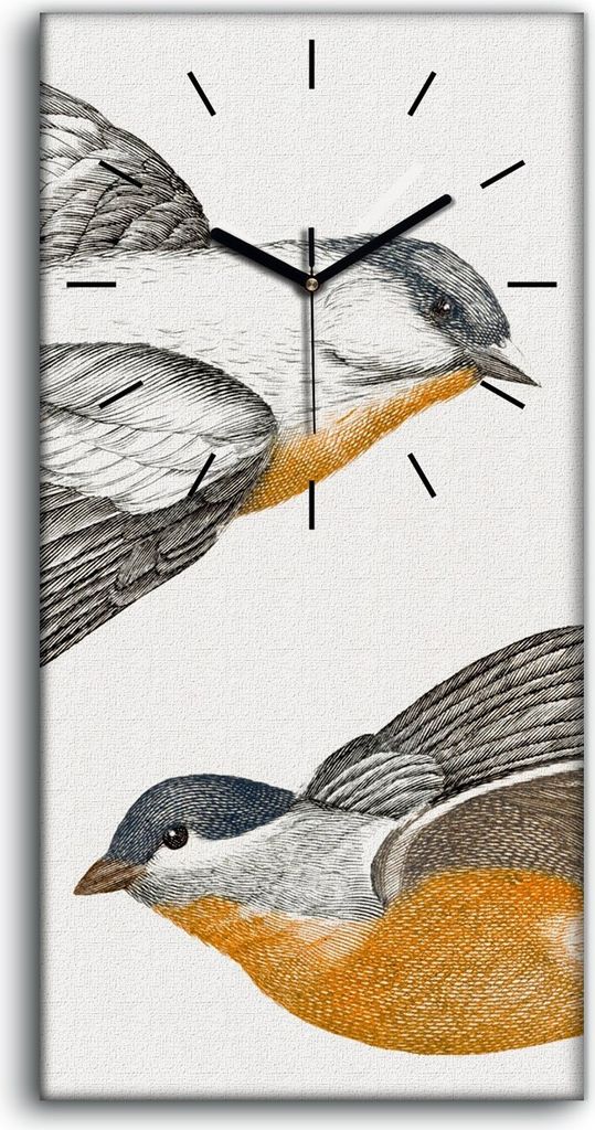 Dekor Leinwand Uhr Wandbilder Geräuschlos 30x60 Zeichnung Tier Vogel Kunst - schwarze Hände