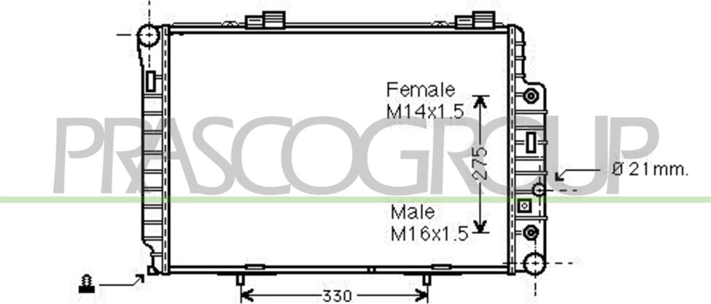 PRASCO ME025R007 Kühler Wasserkühler Motorkühler passend für MERCEDES-BENZ C-Klasse Limousine (W202) SLK (R170) CLK (C208) C-Klasse T-modell (S...