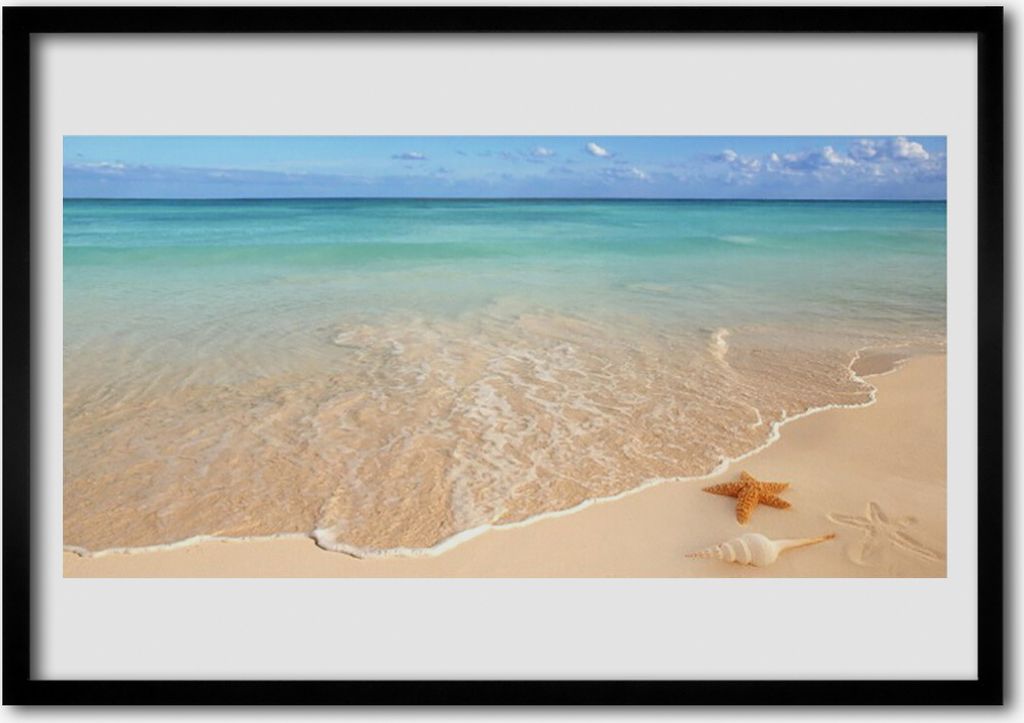 Bild 100x70 MDF-Rahmen Wandkunst Starfish-Strand-Landschaft