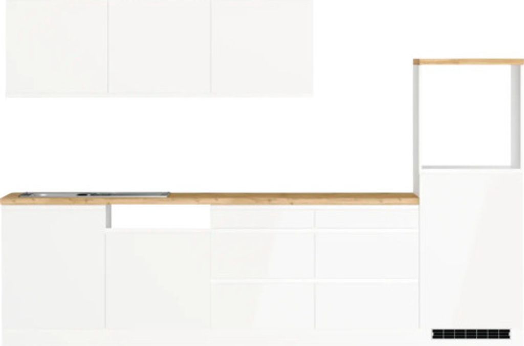 Held Möbel Küchenzeile ohne Geräte Kiel 300 cm weiß hochglanz zerlegt Variante reversibel 1101.6341