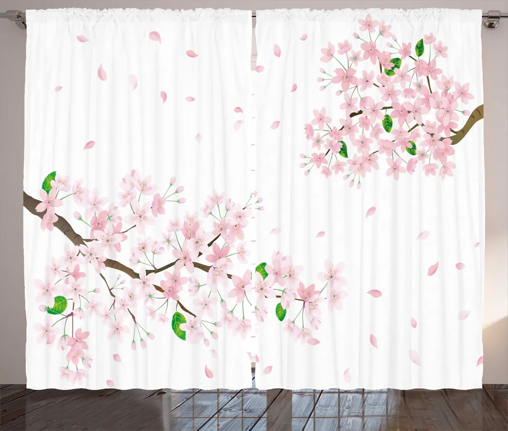 Rideaux Occultants Légers Anti-Vis-à-Vis Fleurs de Cerisier 280x225