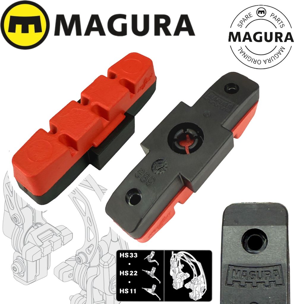 Magura Bremsbeläge für unbeschichtet Felgen Hs11 HS22 HS33 Evo Rot