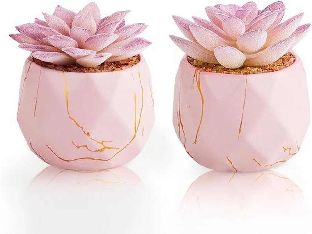 Plante artificielle en pot céramique rose : déco sans entretien or