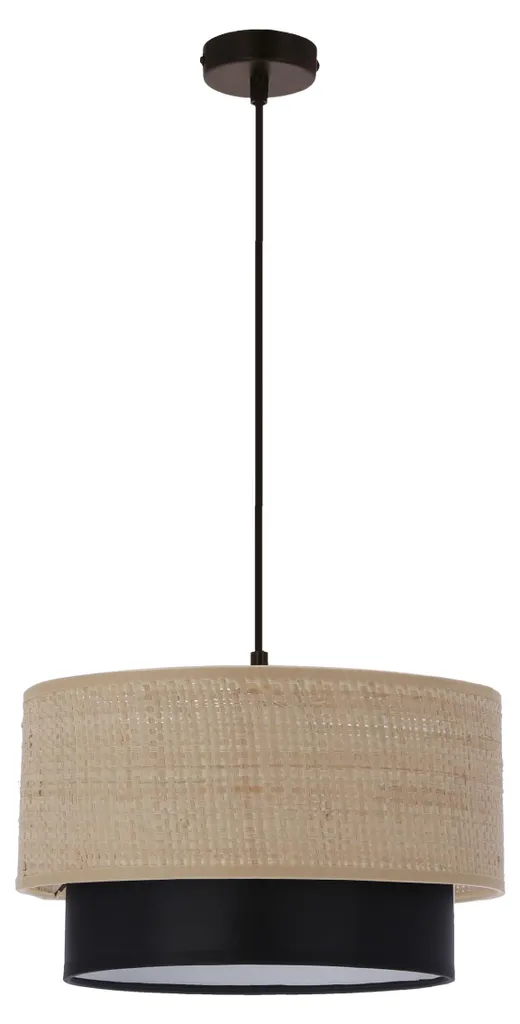 Suspension plafonnier RITANA - Luminaire chic noir et beige culot E27