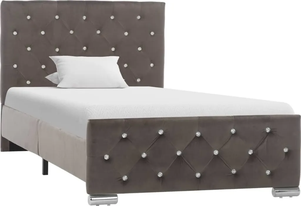 Cadre de lit gris velours 90x200 cm - Idéal chambre ado ou d'amis chic