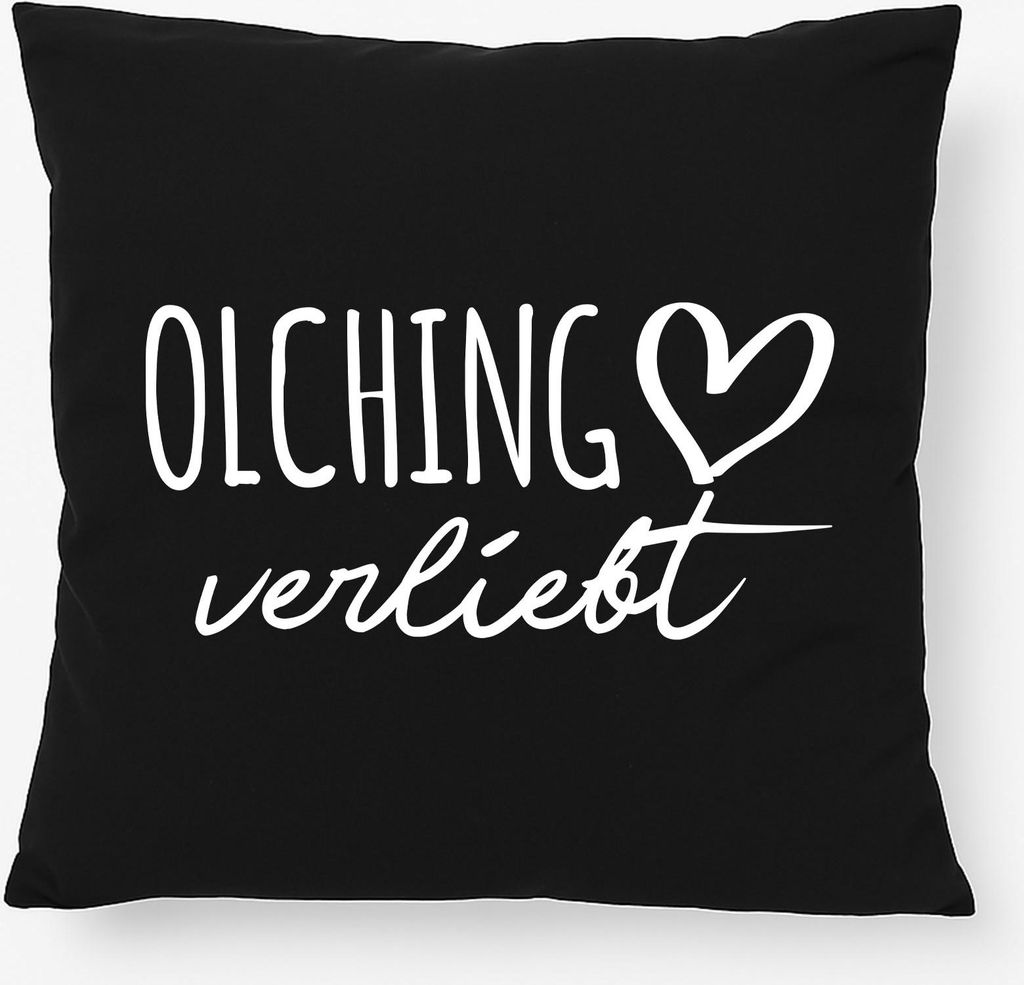 Huuraa Kissen Olching verliebt 40x40cm mit Füllung Black Baumwolle Dekokissen Geschenkidee