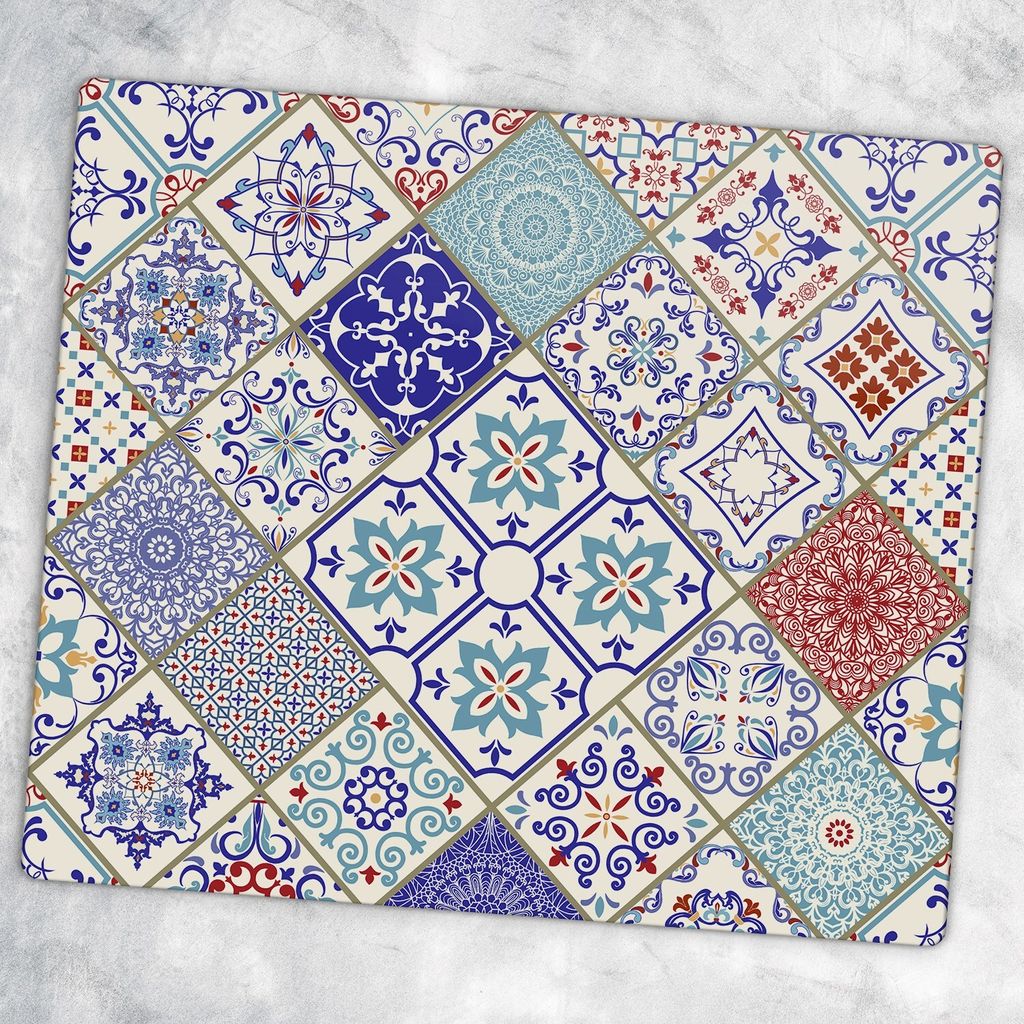 Glas-Herdabdeckplatten Glaskeramikkochfeld-Abdeckung Spritzschutz Glas 60 cm x 52 cm - Mosaik