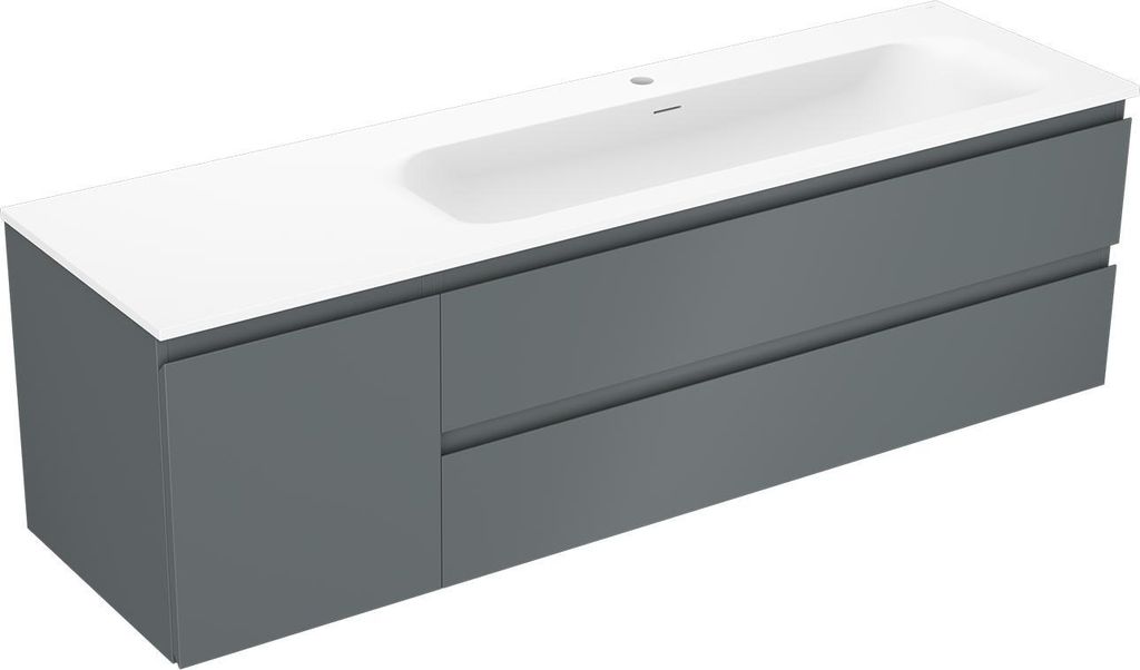 Mexen Orio Badezimmer-Unterschrank 90 cm mit Waschbecken Vela, 2 Schubladen, weiß glänzend - 91A10-09047-2-BFF00-W23M00