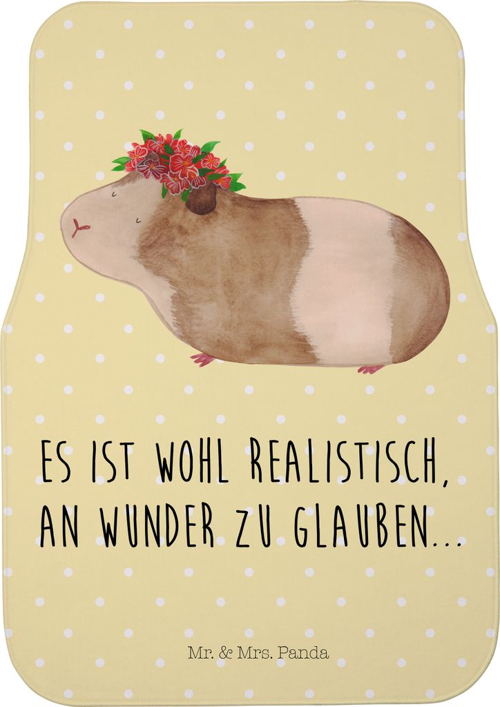 Mr. & Mrs. Panda Fahrer Autofußmatte Meerschweinchen Weisheit - Gelb Pastell - Geschenk, Motivation, Realität, Auto-Fußmatte, Spruch, Auto Teppi...