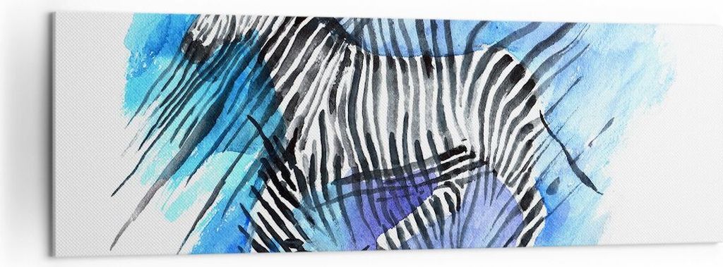 Bild auf Leinwand - Leinwandbild - Zebra Streifen Tierwelt Pelz - 160x50cm - Wand Bild - Wanddeko - Leinwanddruck - Bilder - Kunstdruck - Wanddekor...