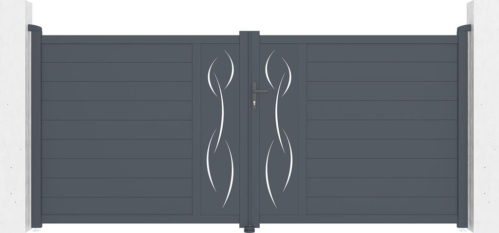 Flügeltor 3,5m LIFE H.160cm + 2 Pfosten H.190cm aluminium grau