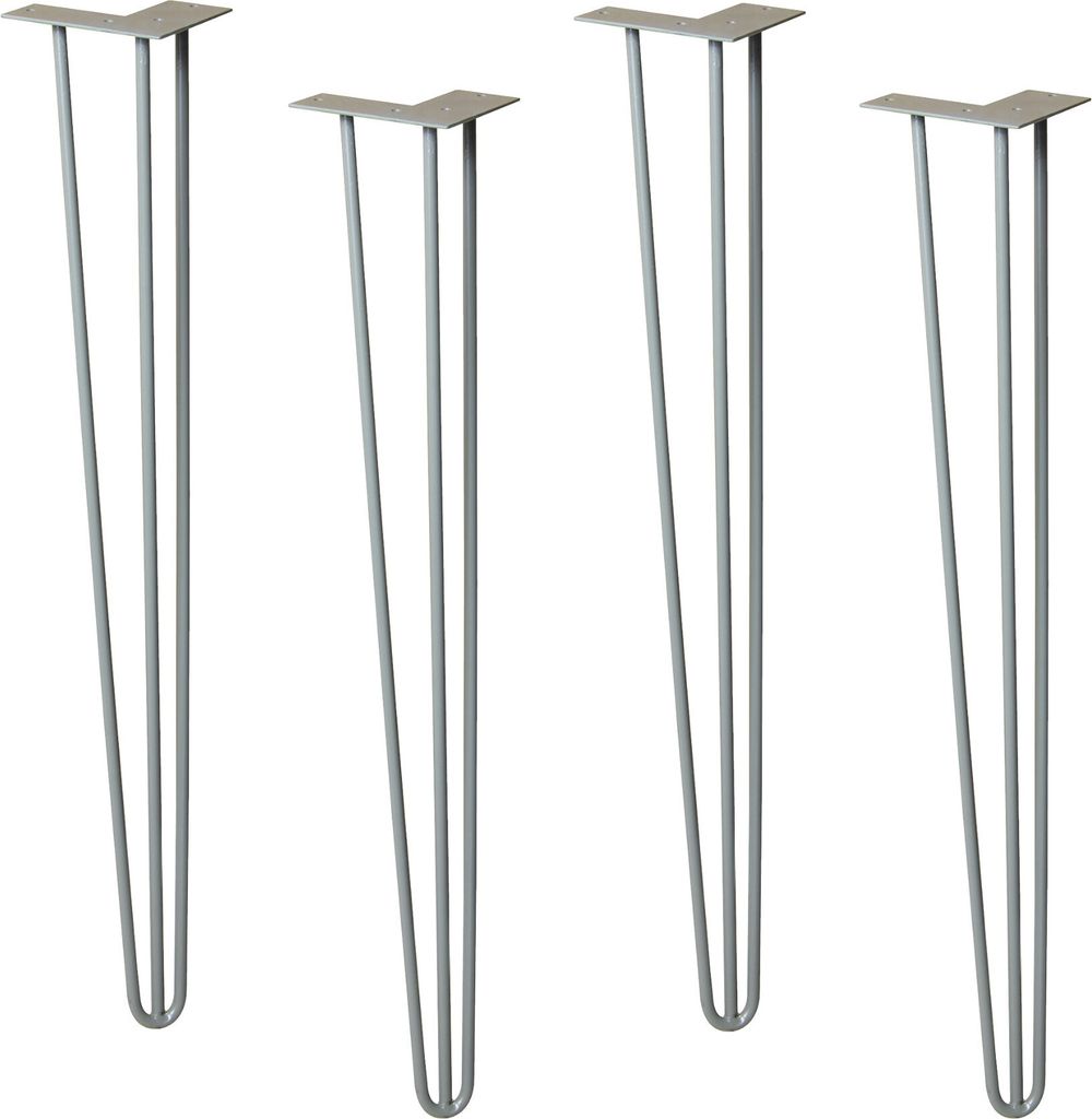 WAGNER Möbelbeine HAIRPIN LEGS Retro 4tlg. Set - 12 x 12 x 71 cm, Stahl, vintage, Bein schräg & Anschraubplatte - 12827704