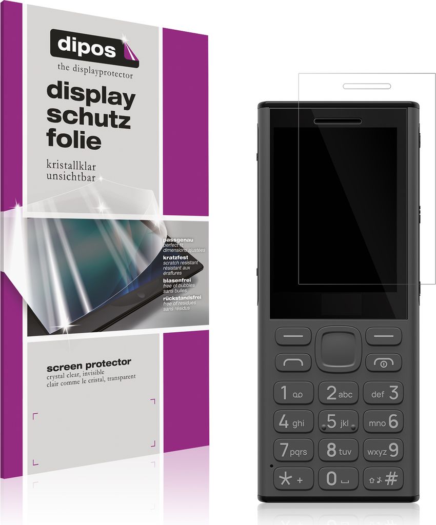4x Schutzfolie für HMD 130 Music klar Displayschutzfolie Folie Display Schutz dipos