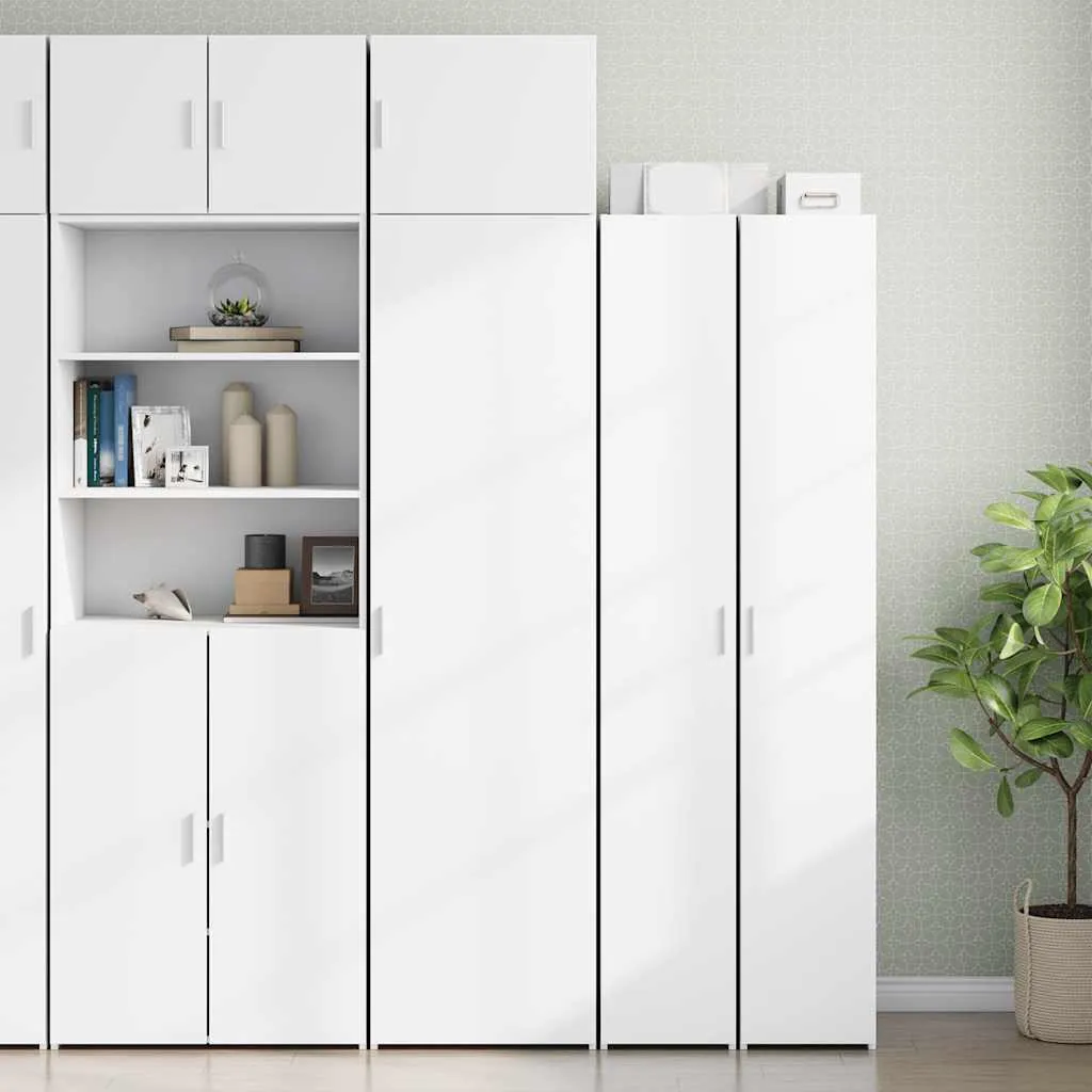 Armoire de Rangement Haute 225cm Blanche - Colonne Étroite Multiusage