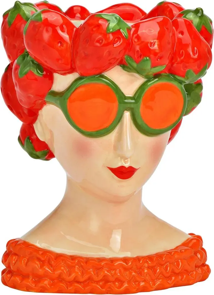 Vase Femme Fraise Moderne Rouge en Céramique - Objet Déco Scandinave