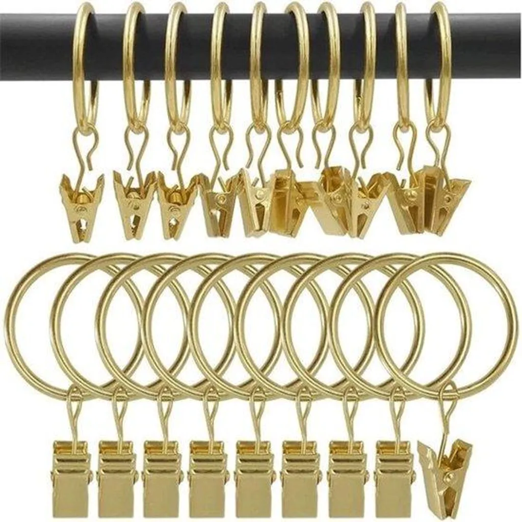 Anneaux de fixation dorés pour rideau de douche 32 mm inox par 12