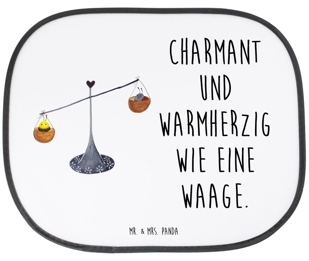Mr. & Mrs. Panda Autosonnenschutz Sternzeichen Waage - Weiß - Geschenk, Autoscheiben Sonnenschutz, Gleichgewicht, Marienkäfer, auto blendschutz, ...