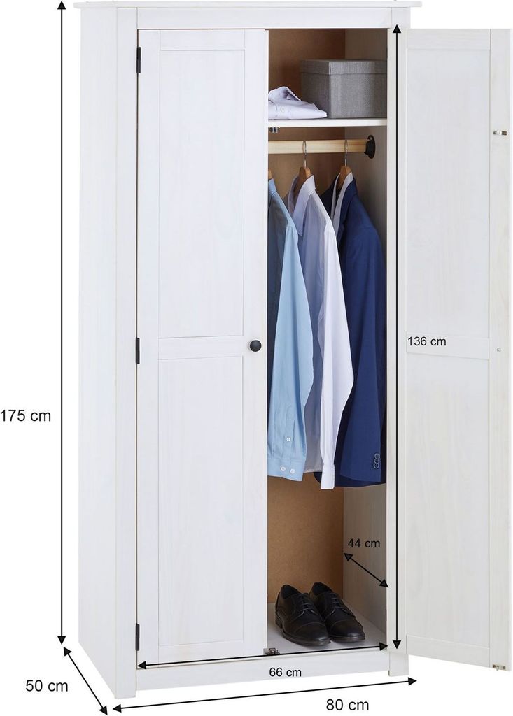 Kleiderschrank PAULO aus Kiefer massiv mit großem Fach und Produktbild 8