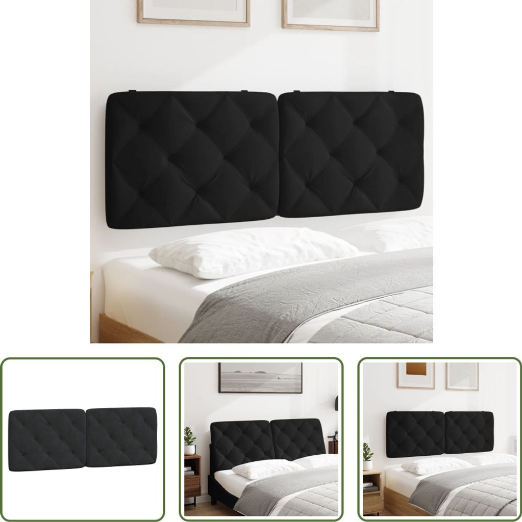 The Living Store Kopfteil-Kissen Schwarz 140 cm Samt