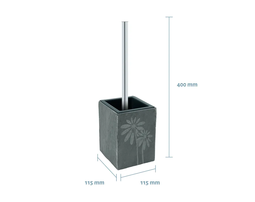 Set Brosse de Toilette et Support en Ardoise Grise JURA avec Motif Fleur - 3