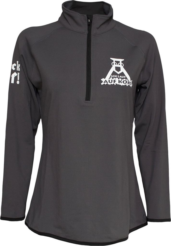 Ich lauf auf Koks LONGSLEEVE warm für Frauen CHARCOAL / Jet BLACK | AKLSZLCB, Größe:S