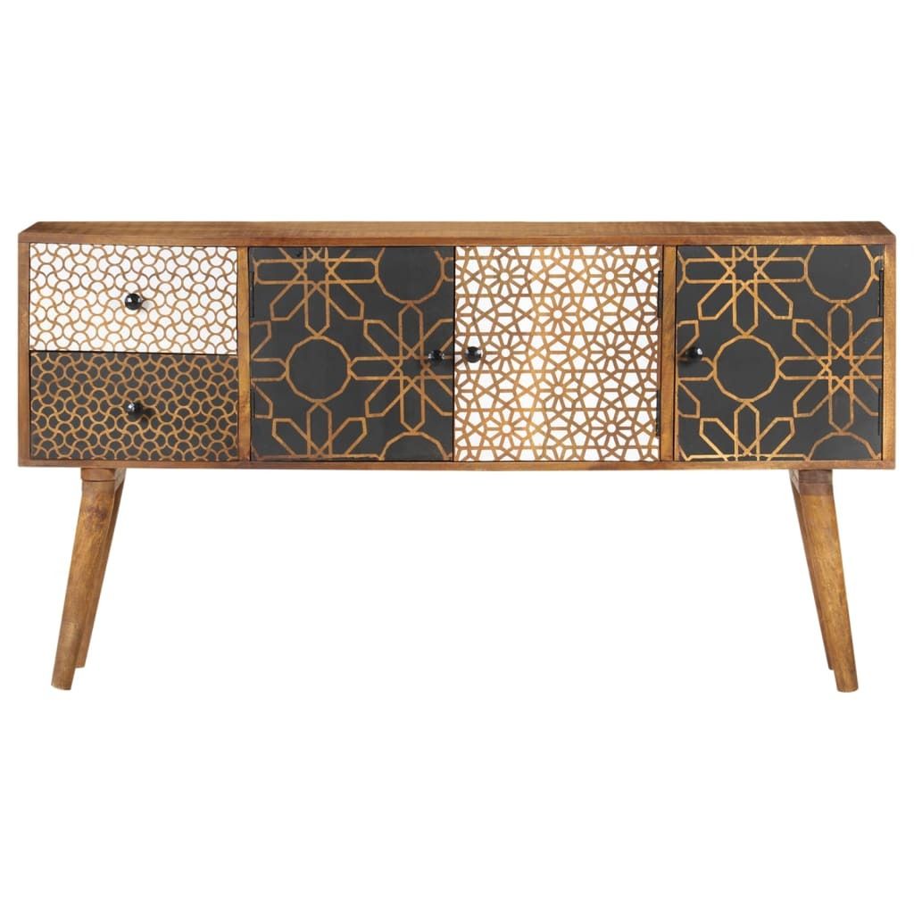 vidaXL Buffet avec motifs imprimés 130x30x70 cm bois massif Image du produit 