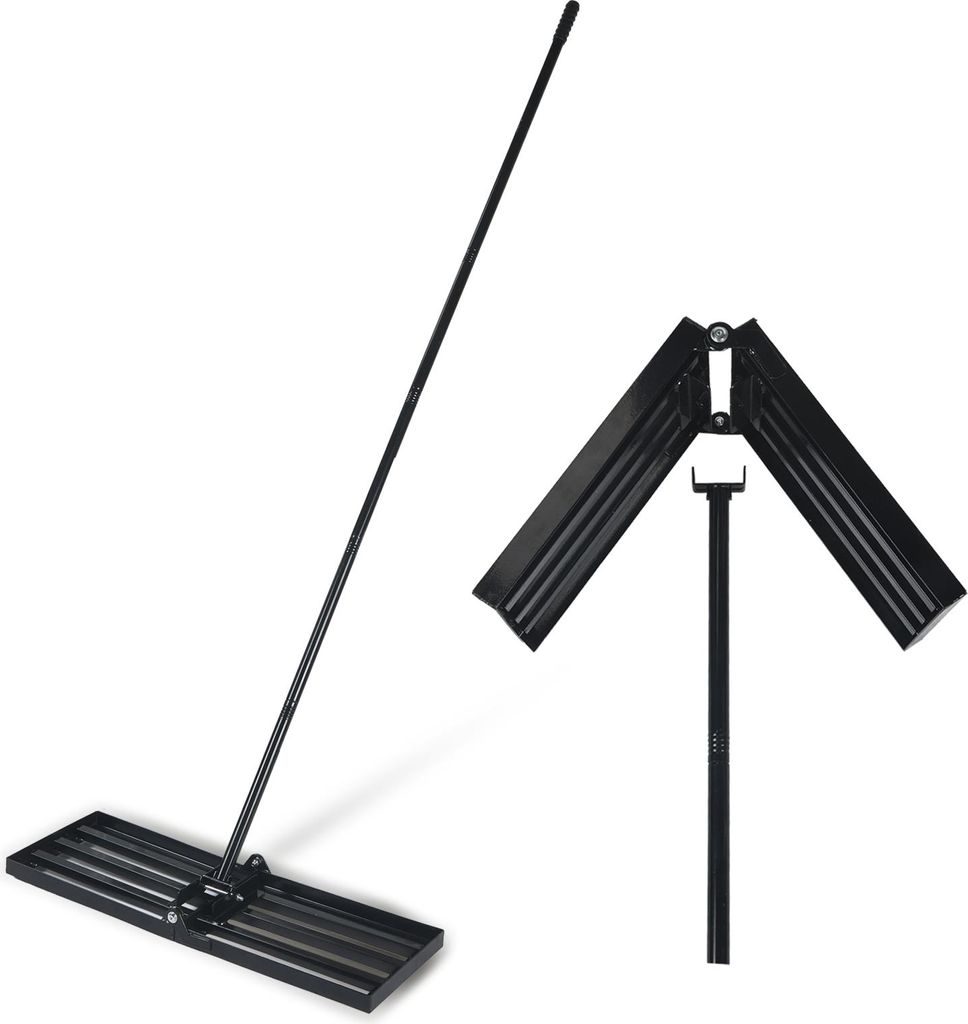 Rasenplaner - Nivellierrechen - Verstellbarer Stiel 81–213 cm - Edelstahl - Schwerlast - Für Erde und Sand
