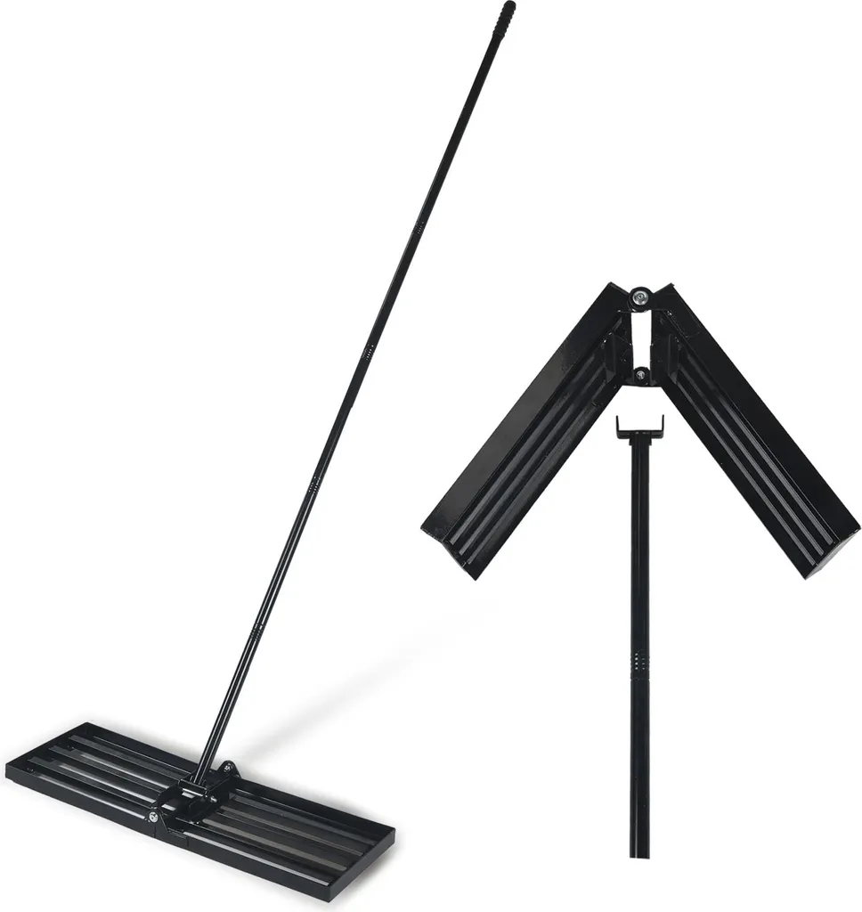 Râteau à gazon en acier inox manche long 213 cm pour nivellement intensif