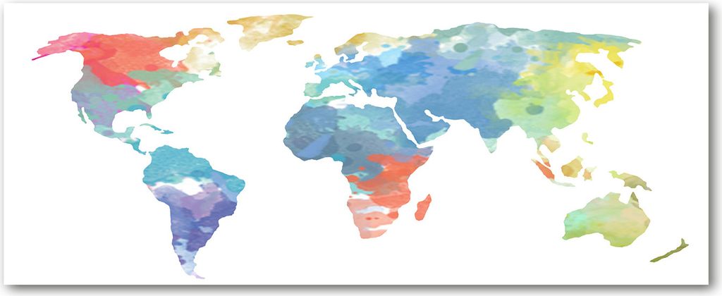 Tulup Leinwandbild - 125x50 cm - Wandkunst - Drucke auf Leinwand - Leinwanddruck - Landkarten & Flaggen - Mehrfarbig - Weltkarte