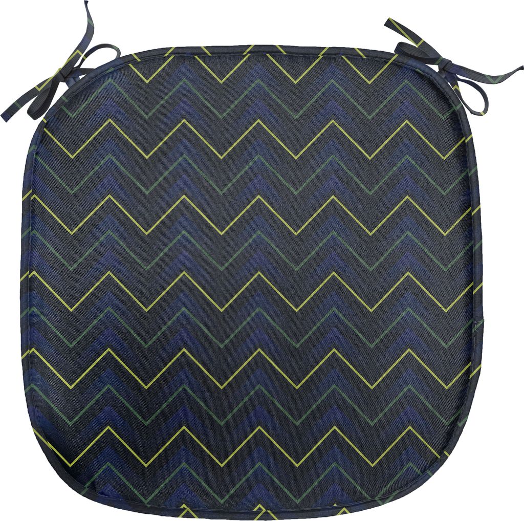 ABAKUHAUS Dunkelblau Polster für Esszimmerstühle, Chevron Neon-Effekt, Dekoratives wasserfestes Kissen mit Riemen für Küchensitze, 40 cm x 40 c...