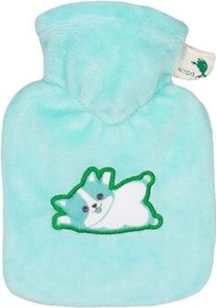 Mini-Wärmflasche 0,2L für unterwegs, von Hugo Frosch, Bettflasche, Wärmekissen, Veloursbezug, mint