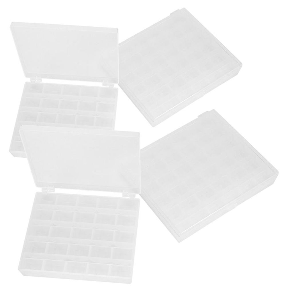 4er-Set Aufbewahrungsboxen für Nähspulen, 25/36 Fächer, transparente Kunststoffspulen, Nähzubehör für Zuhause