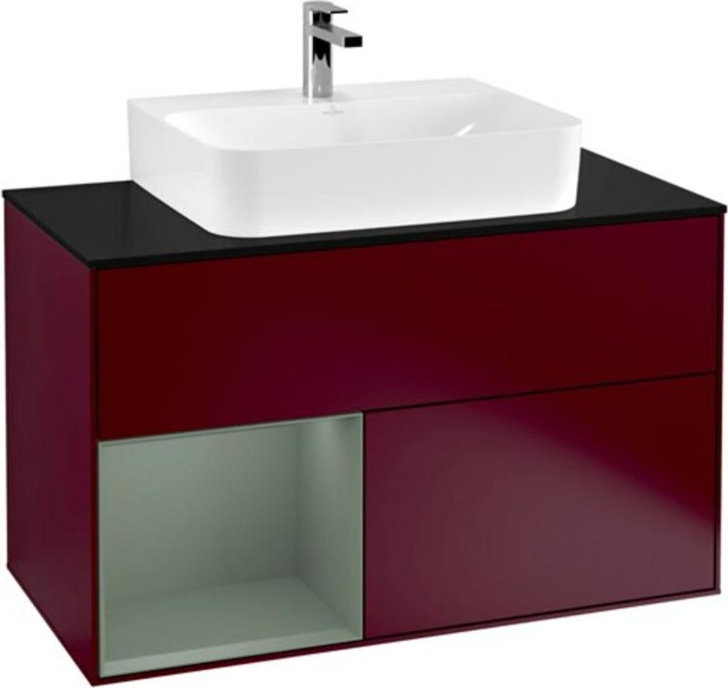 V&B Waschtischunterschrank Wandbeleuchtung Finion 100, Pl bla m, Reg li Oli. m Lac, Peo m