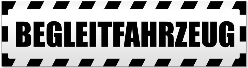 Kiwistar - Autoaufkleber - Schwarz - 45 x 12 cm - Begleitfahrzeug gestreift - Hinweis Aufkleber Sticker für Auto, Kfz, Fahrrad, PKW, LKW