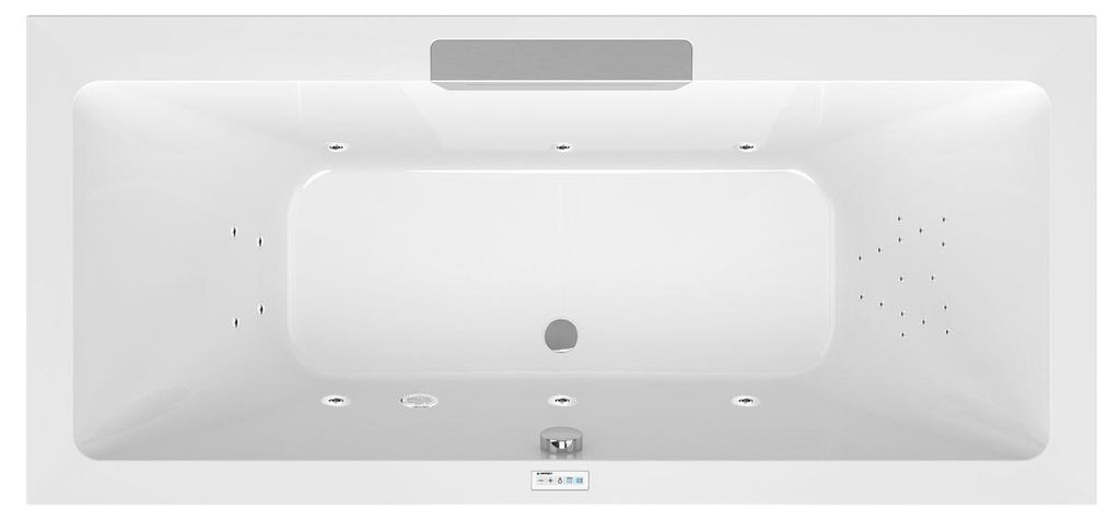 Polysan CASCATA Whirlpool-Badewanne, 185x85x45cm, Kaskade Edelstahl, Highline Hydro, Chrom