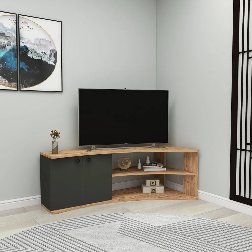 Meuble TV Termera Finition Pin Atlantique - Style Industriel Chic