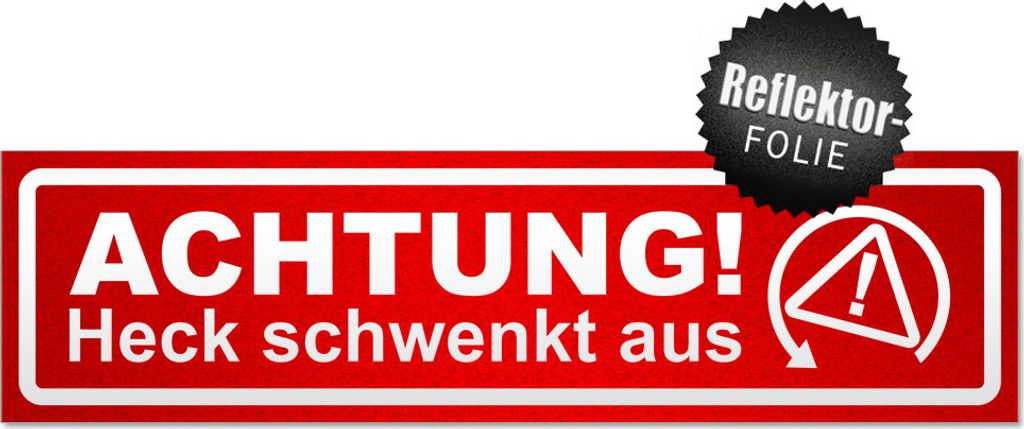 Achtung Heck schwenkt aus invertiert Magnetschild Schild magnetisch