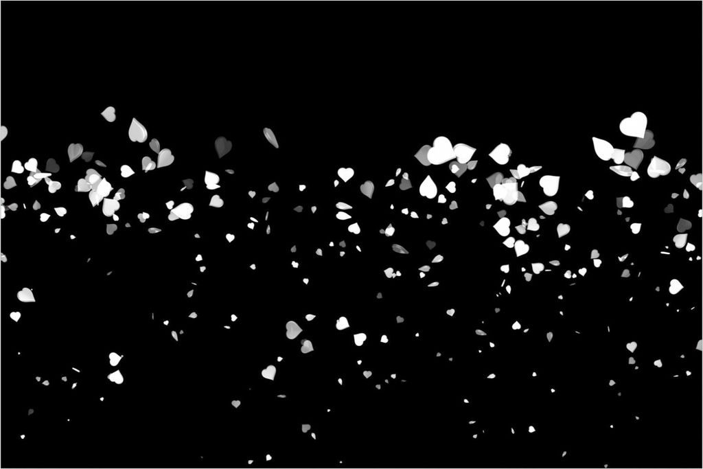 Wallario Poster - Weiße Konfetti-Herzen vor schwarzem Hintergrund, Kunstdruck Größe: 61 x 91,50 cm
