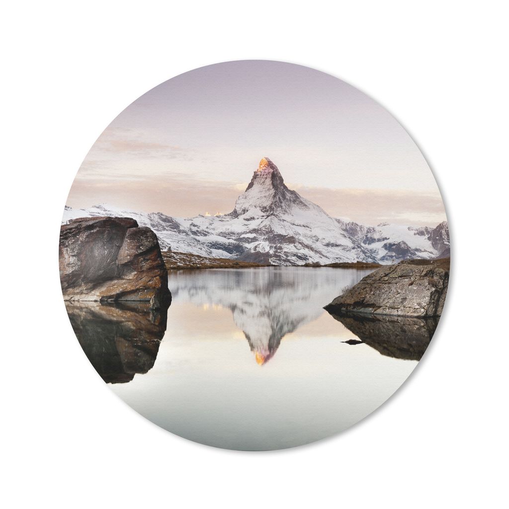 MuchoWow Mauspad Mousepad Blick vom Stellisee auf das Matterhorn in der Schweiz 50x50 cm - Mousepads - Maus Mat - Pad - Mausunterlage - Vinyl
