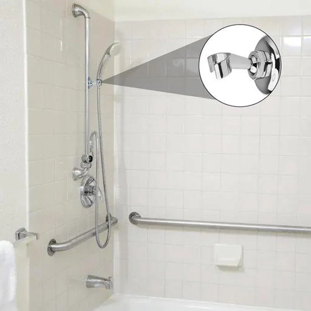 Support de pomme de douche en zinc pivotant 360° pour barre murale