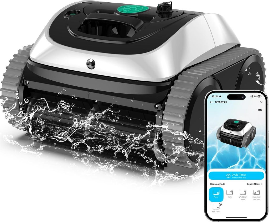 WYBOT C1 Poolroboter mit Akku – Kabelloser Poolsauger, 150 Min Laufzeit, intelligente Routenplanung, Boden-, Wand- & Wasserlinienreinigung bis 15...