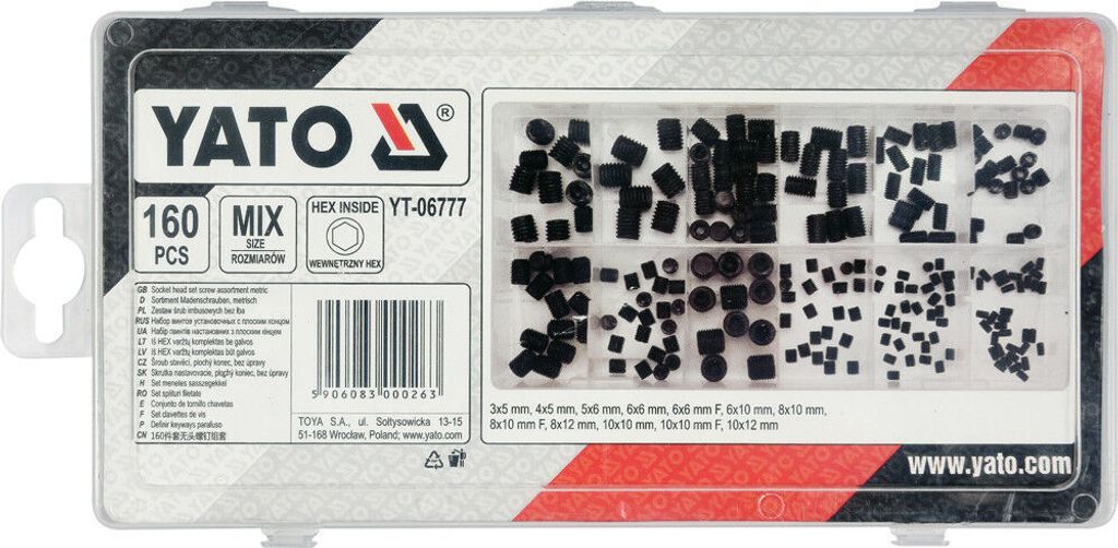 Yato YT-06777 Maden-Schrauben 160 teilig Gewindestifte Produktbild 