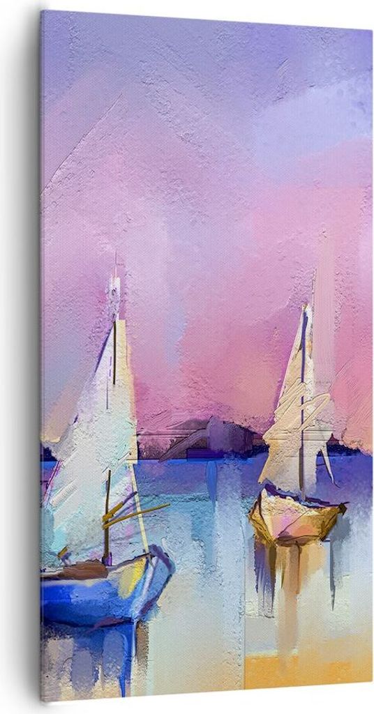 Bild auf Leinwand - Leinwandbild - Segelboot See - 65x120cm - Wand Bild - Wanddeko - Wandbilder - Leinwanddruck - Bilder - Kunstdruck - Wanddekorat...
