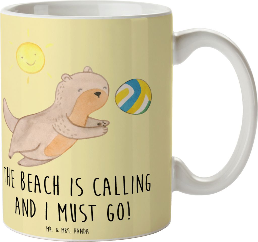 Mr. & Mrs. Panda Bedruckte Tasse Sommer Meer Strand - Gelb Produktbild 