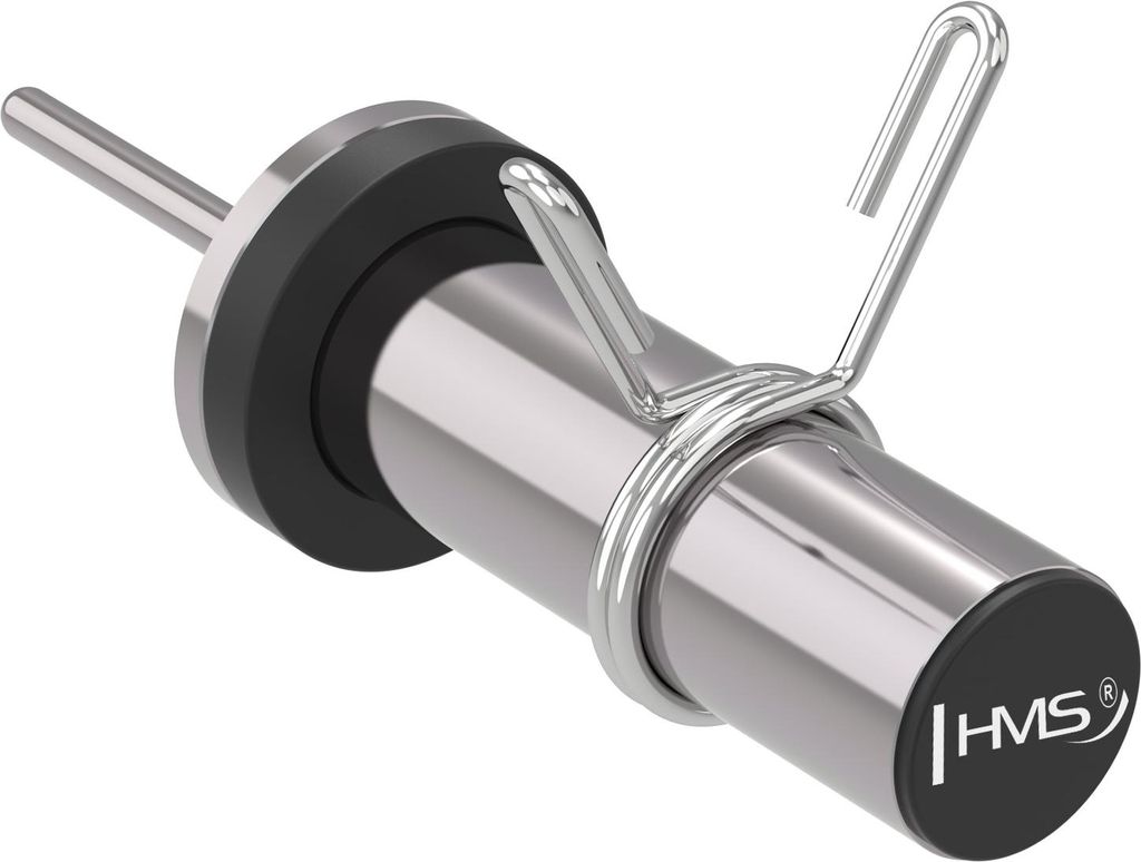 A close-up studio shot of a barbell collar and weight plate holder.